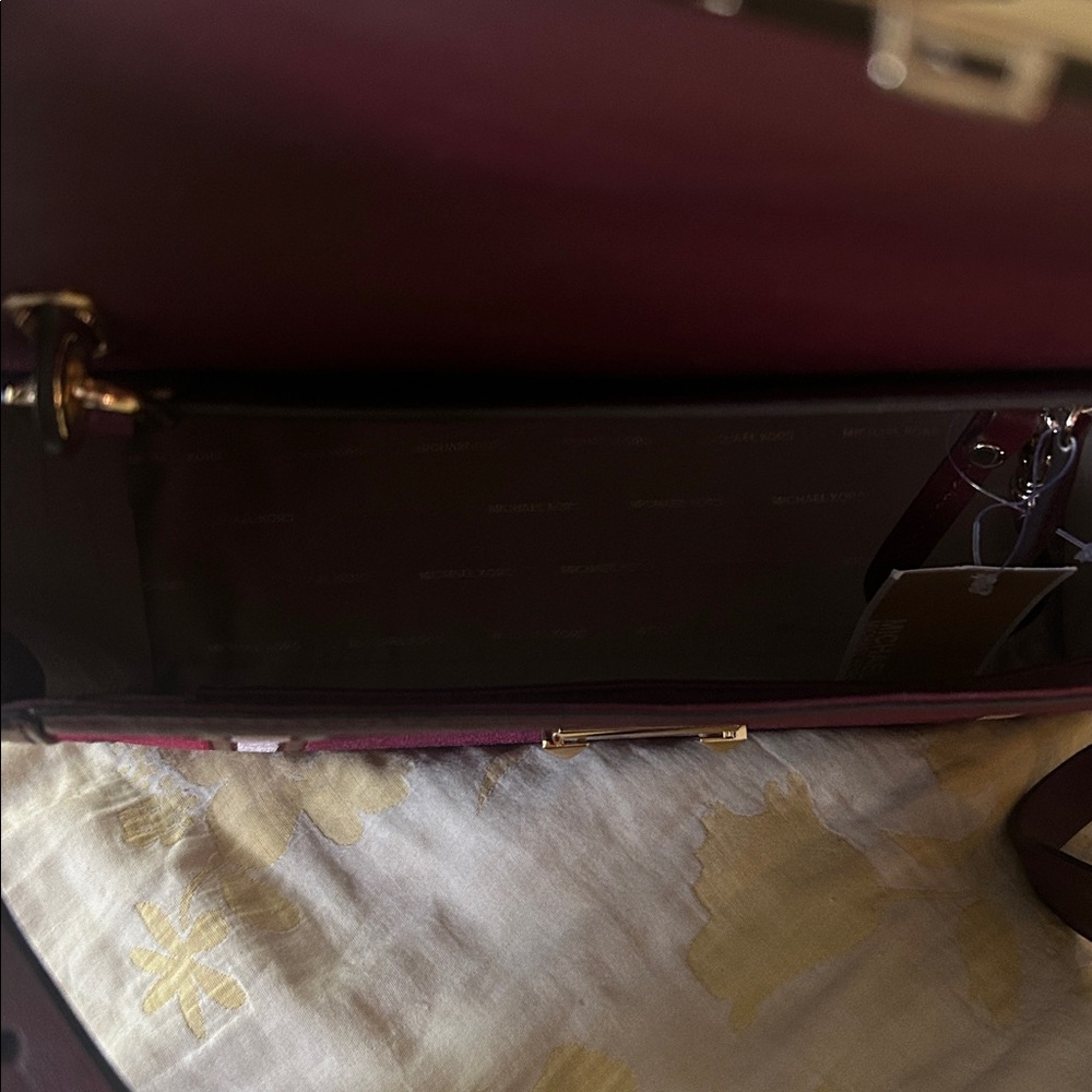 Michael Kors Large Whitney Velvet Oxblood and Pink Satchel - Picture 5 of 7